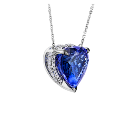 Колье с танзанитом и бриллиантами, белое золото 2