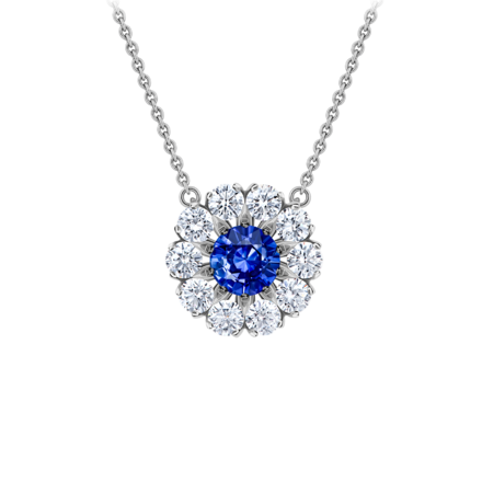 Колье с сапфиром и бриллиантами, белое золото 1