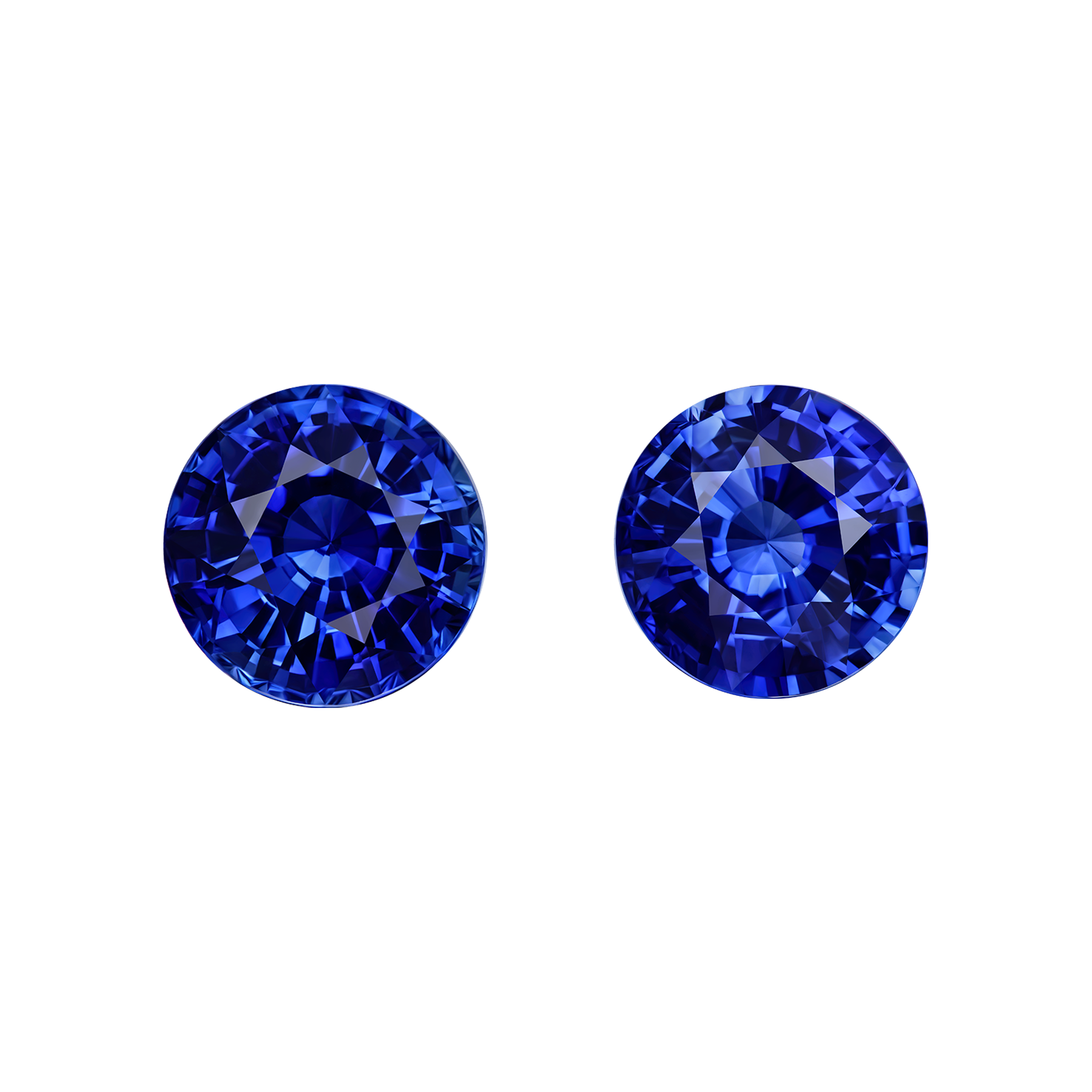 Сет из двух сапфиров, ROYAL BLUE, SRI LANKA, Круг, 4,47ct/ 3,9ct