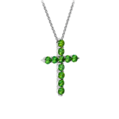 Колье с демантоидами и бриллиантом, белое золото