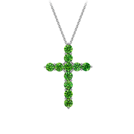 Колье с демантоидами и бриллиантом, белое золото 1