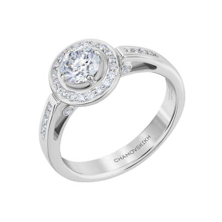 Кольцо с бриллиантами, белое золото 1