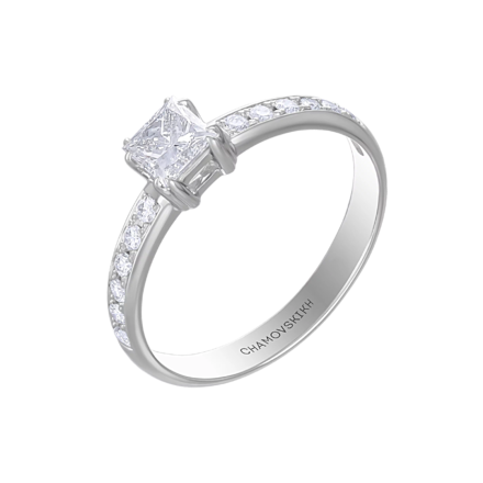 Помолвочное кольцо с бриллиантами, белое золото 1