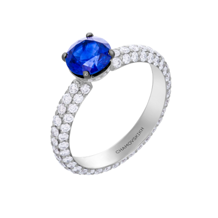 Кольцо с сапфиром, белое золото 1