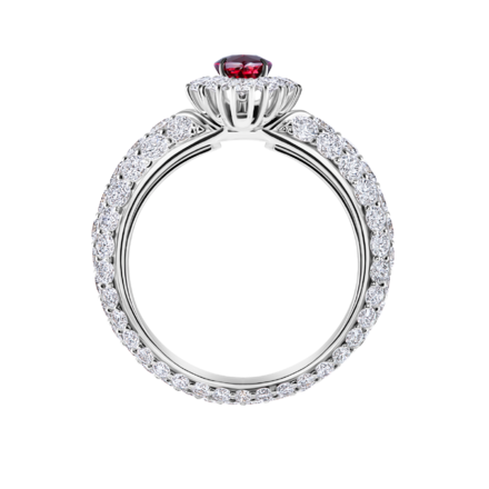 Помолвочное кольцо с рубином и бриллиантами, белое золото 2