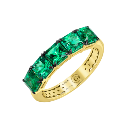Кольцо с изумрудами, желтое золото 1