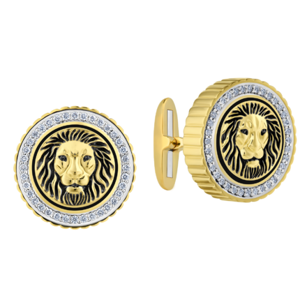 Запонки с бриллиантами, жёлтое и белое золото, н.керамика 1