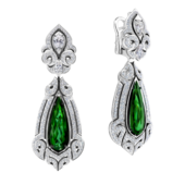 Серьги с верделитами и бриллиантами, белое золото