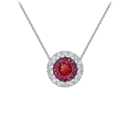 Колье с рубинами и бриллиантами, белое золото 1