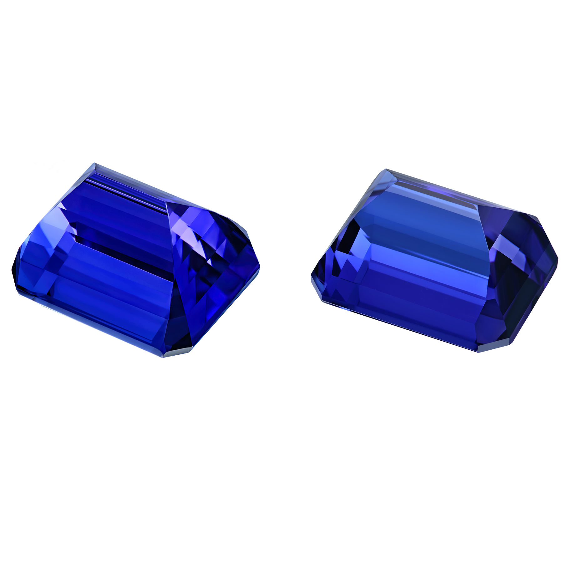 Сет из двух танзанитов, Октагон, 21,08 ct/ 20,76 ct