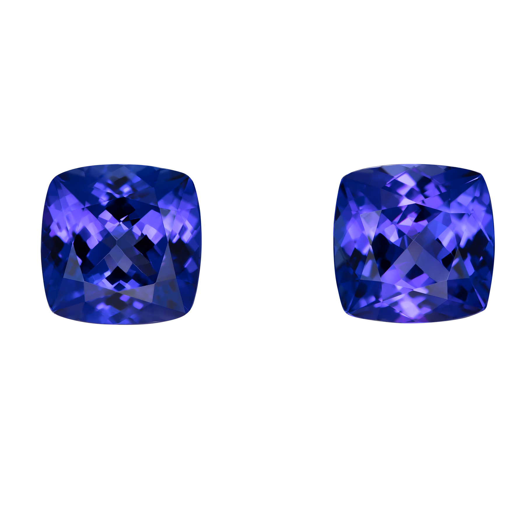 Сет из двух танзанитов, Кушон, 12,66ct