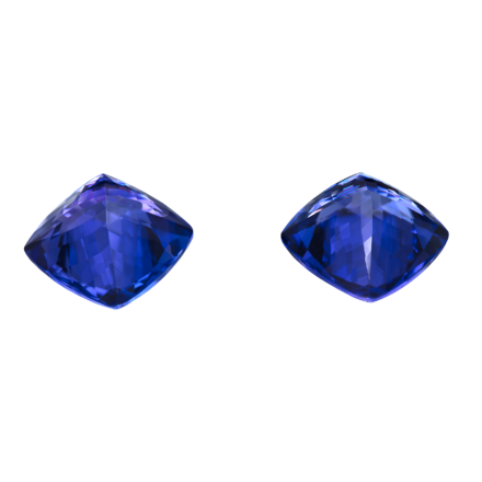 Сет из двух танзанитов, Кушон, 12,66ct 2