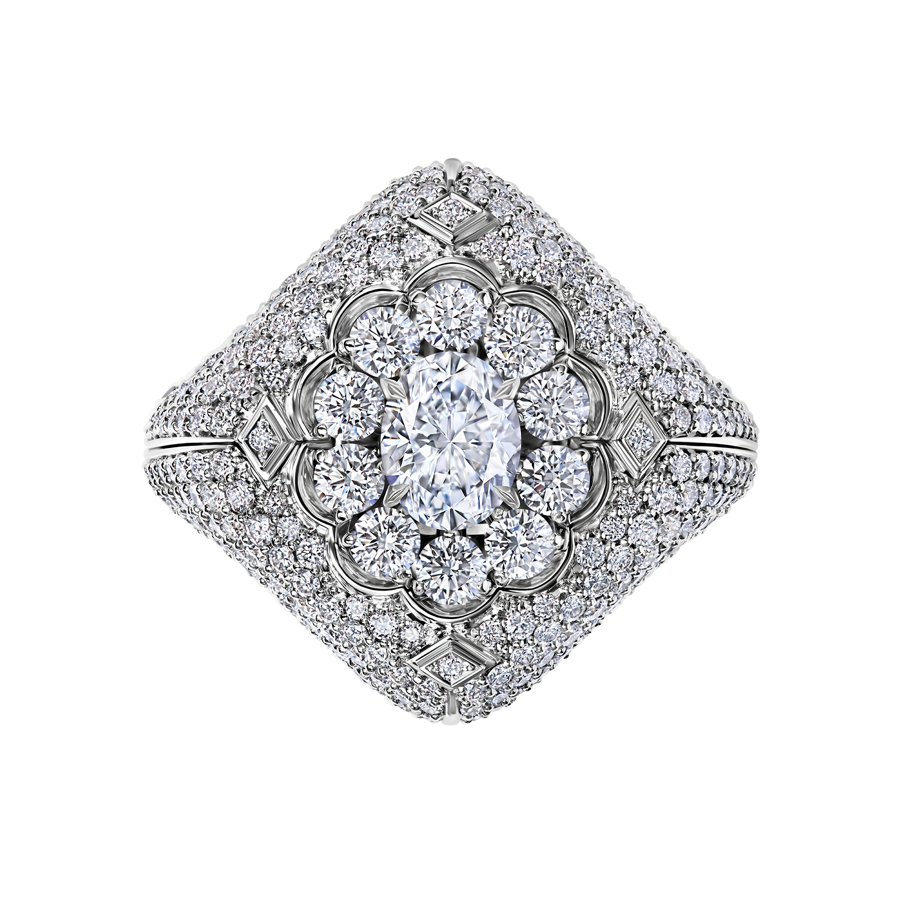 Кольцо с бриллиантами, белое золото