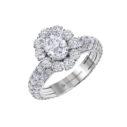 Кольцо с бриллиантами, белое золото 4