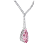 Колье с морганитом, аквамарином и бриллиантами, белое золото