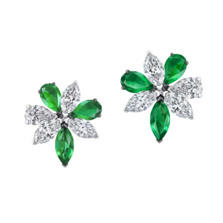 Серьги с изумрудами и бриллиантами, белое золото 2