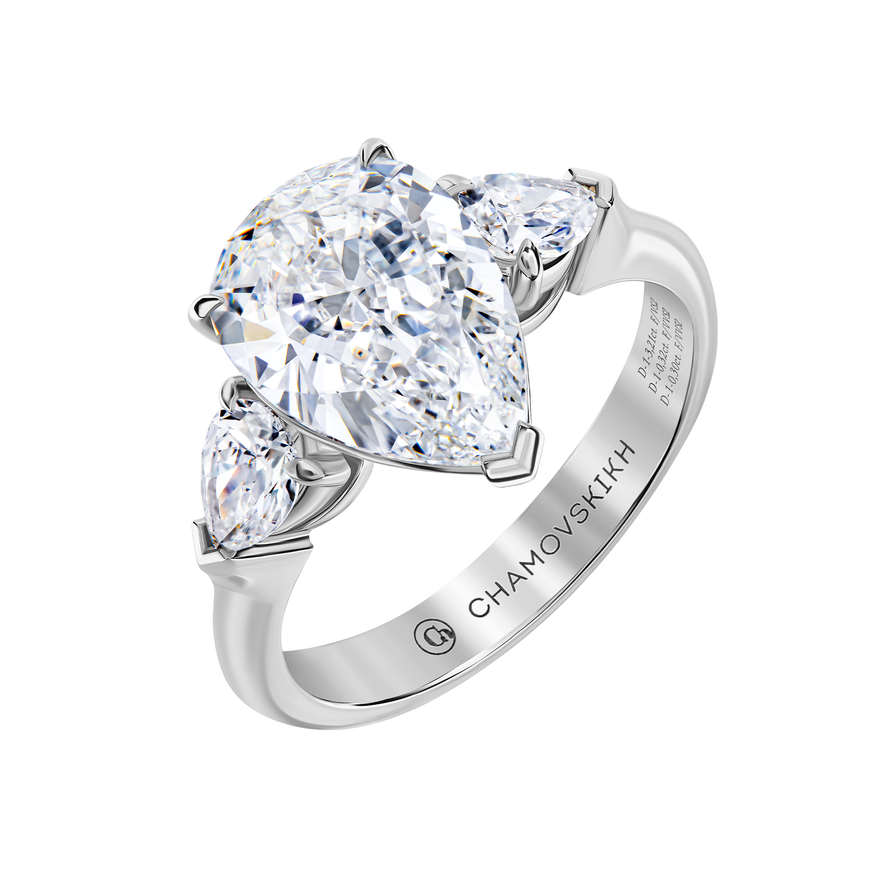 Кольцо с бриллиантами, белое золото