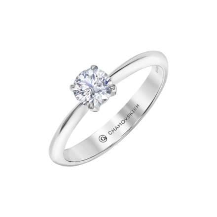 Помолвочное кольцо с бриллиантом, белое золото 1