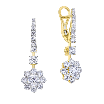 Серьги с бриллиантами, желтое золото 1