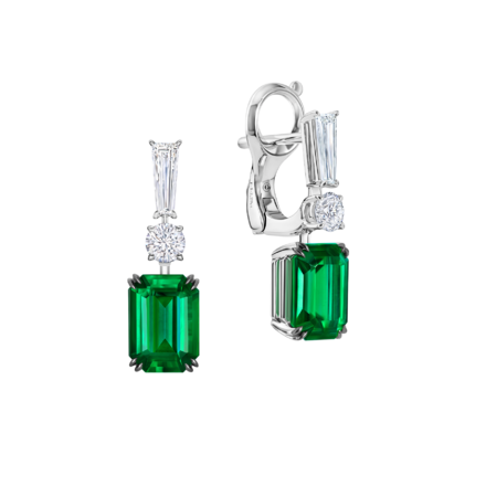 Серьги с изумрудами и бриллиантами, белое золото 1