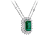 Колье с изумрудом и бриллиантами, белое золото