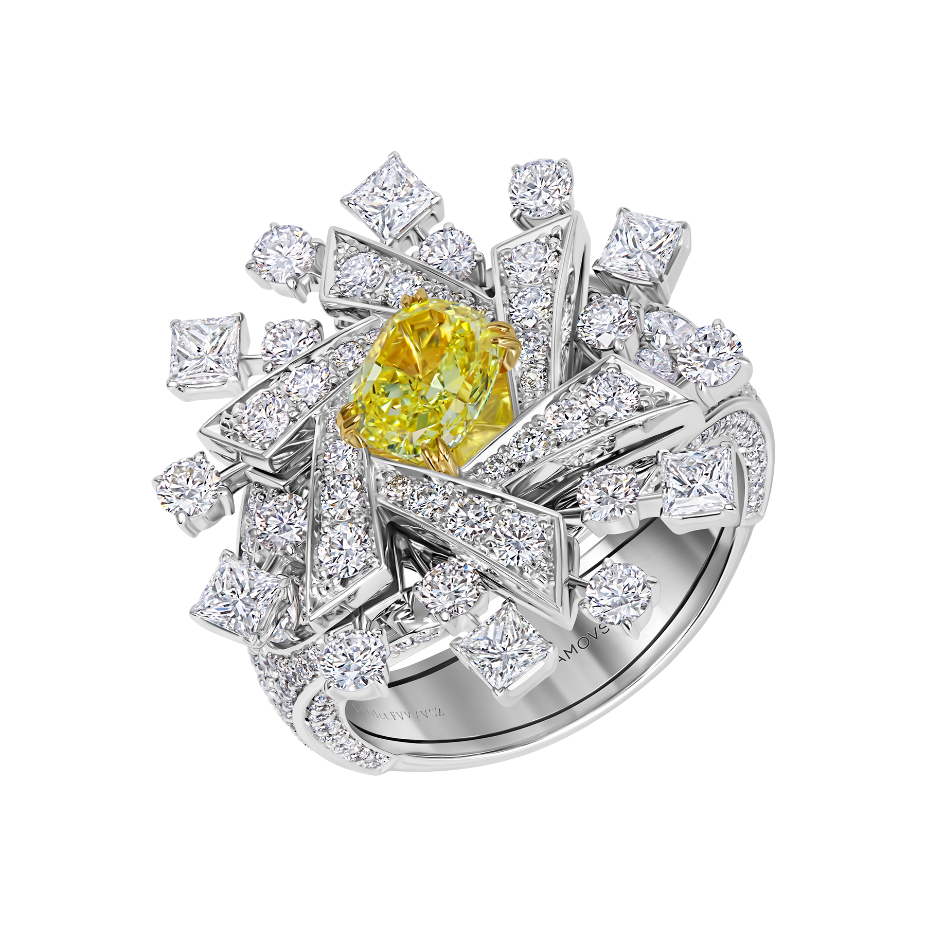 Кольцо с бриллиантами, белое золото