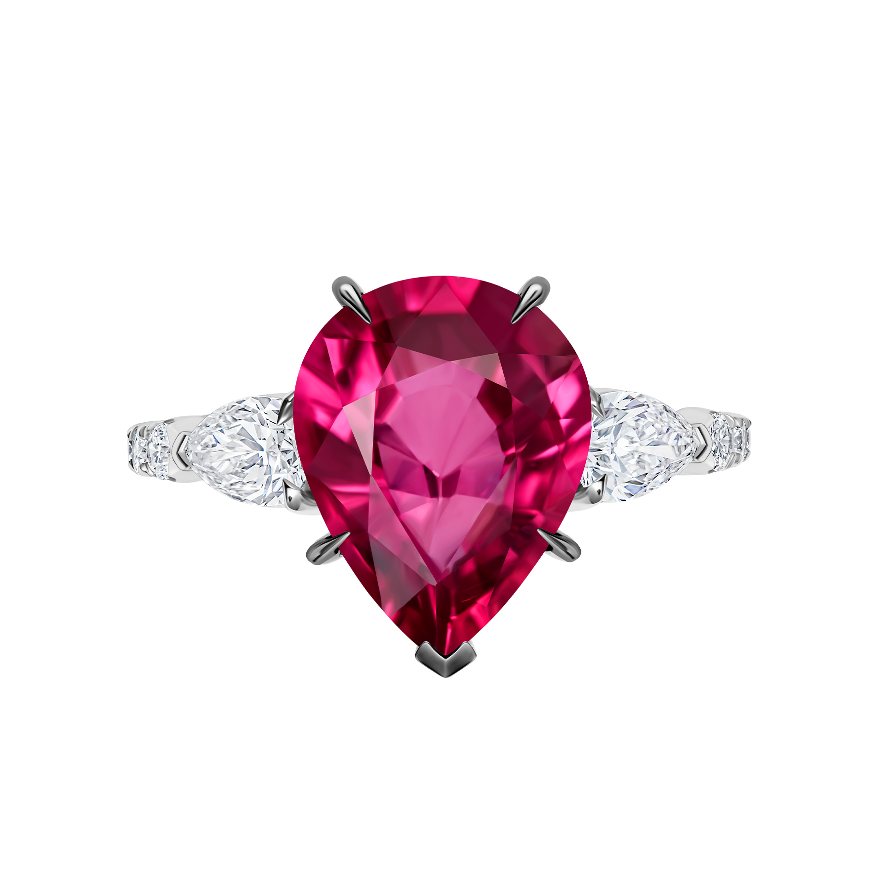 Кольцо с турмалином рубеллитом и бриллиантами, белое золото