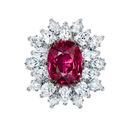 Кольцо с рубином и бриллиантами, белое золото 2