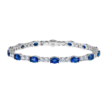 Браслет с сапфирами и бриллиантами, белое золото 1