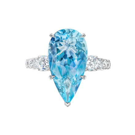 Кольцо с аквамарином и бриллиантами, белое золото 3