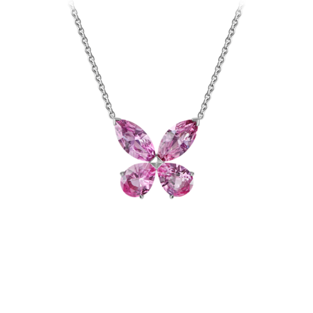 Колье с розовыми сапфирами, белое золото 1