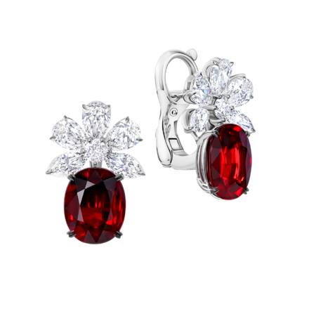 Серьги с рубинами и бриллиантами, белое золото 1