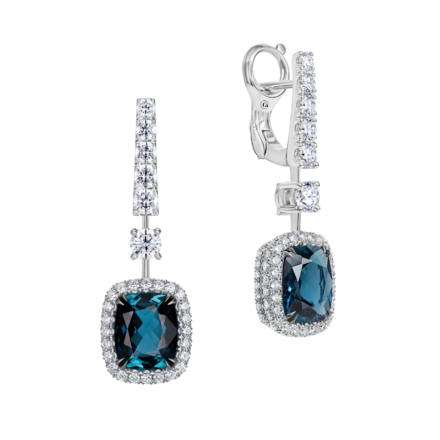 Серьги с турмалинами индиголитами и бриллиантами, белое золото 1