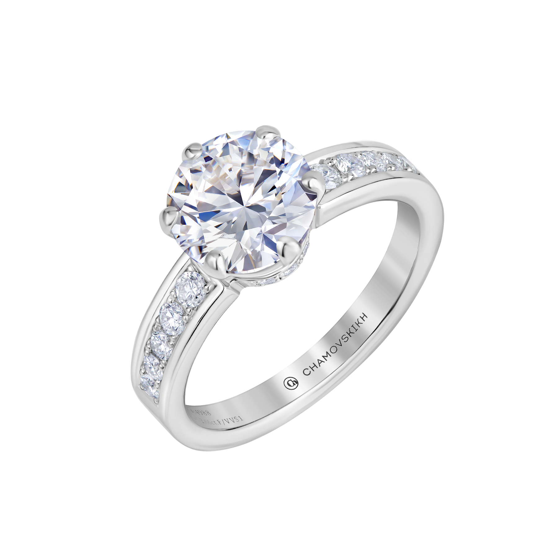 Кольцо с бриллиантами, белое золото