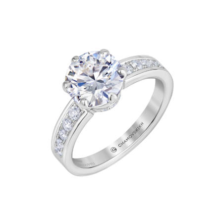 Кольцо с бриллиантами, белое золото 1