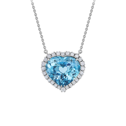 Колье с аквамарином и бриллиантами, белое золото 1