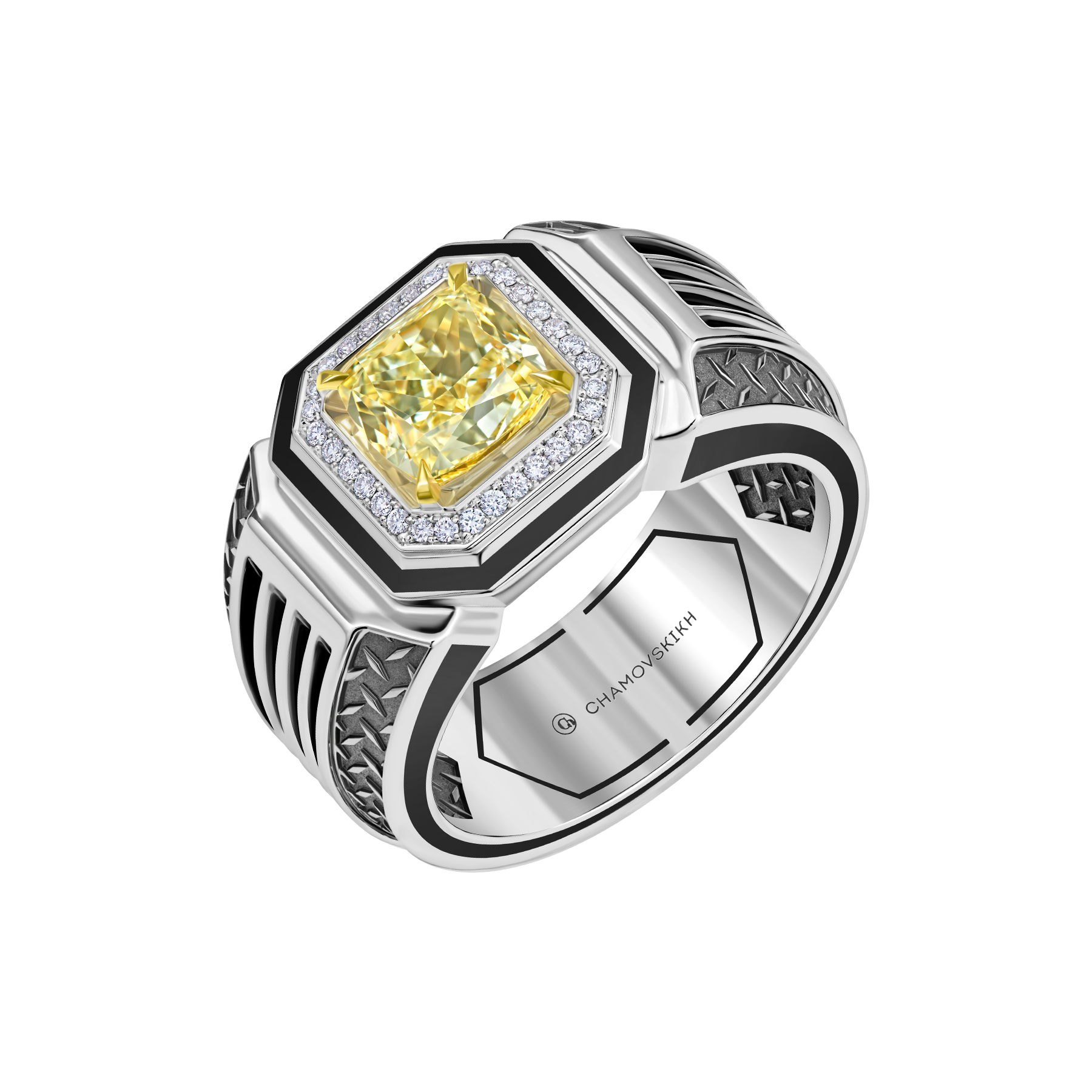 Кольцо с бриллиантами, белое золото, н. керамика