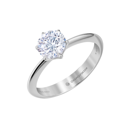 Помолвочное кольцо с бриллиантом, белое золото 1