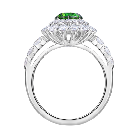 Кольцо с демантоидом и бриллиантами, белое золото 3