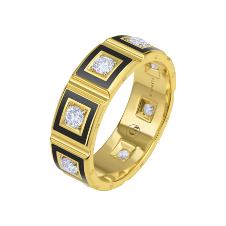 Обручальное кольцо с бриллиантами, желтое золото, н.керамика 1