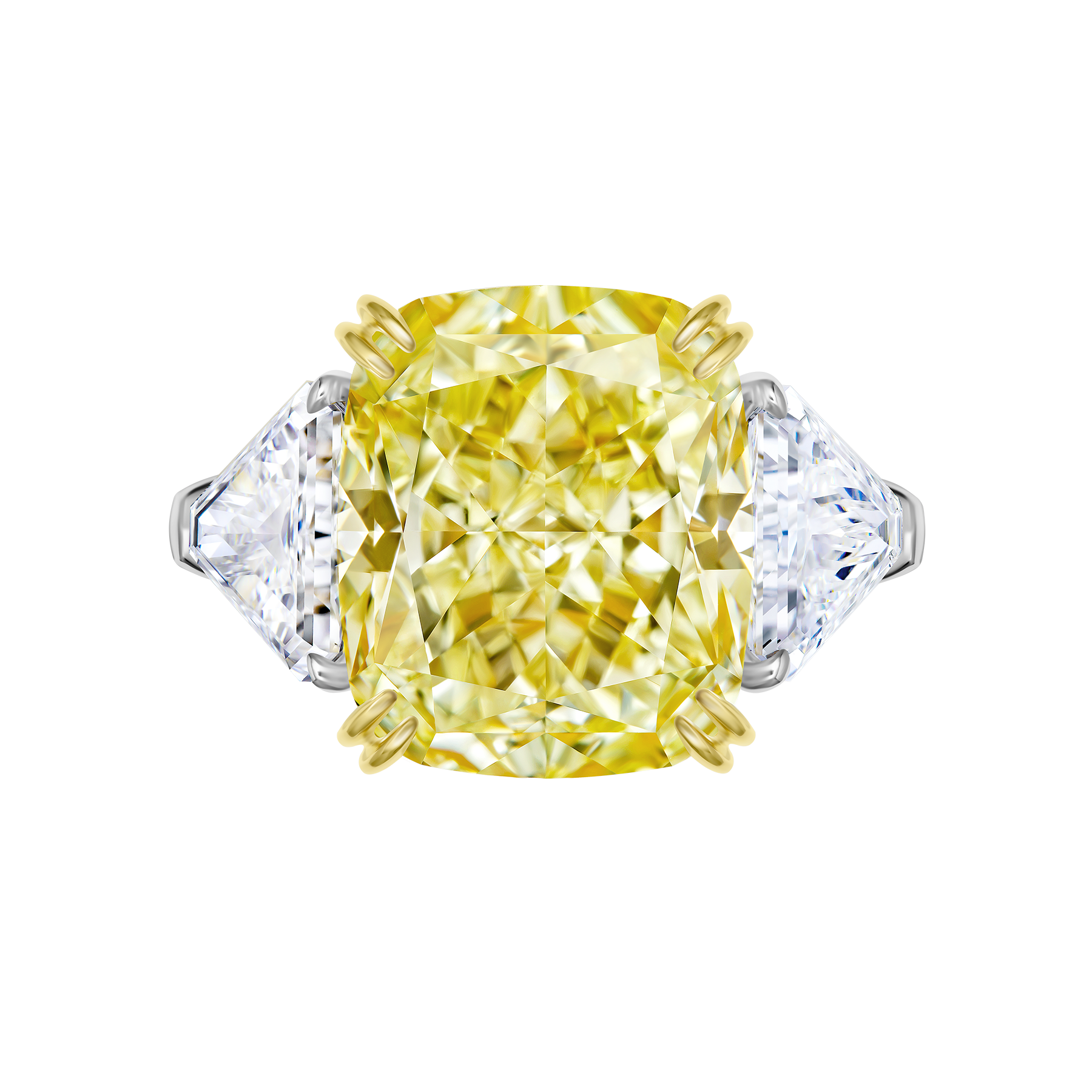 Кольцо с бриллиантами, белое и желтое золото