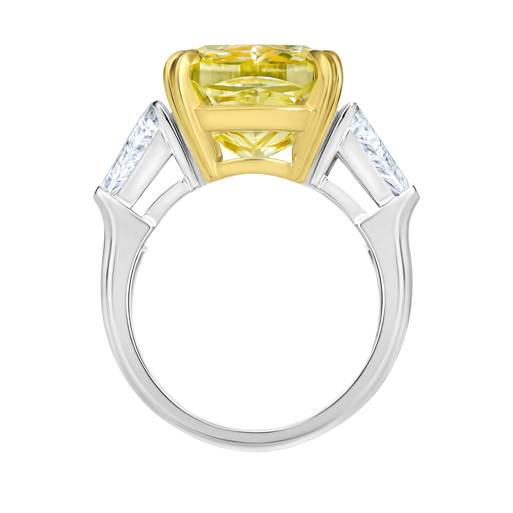 Кольцо с бриллиантами, белое и желтое золото