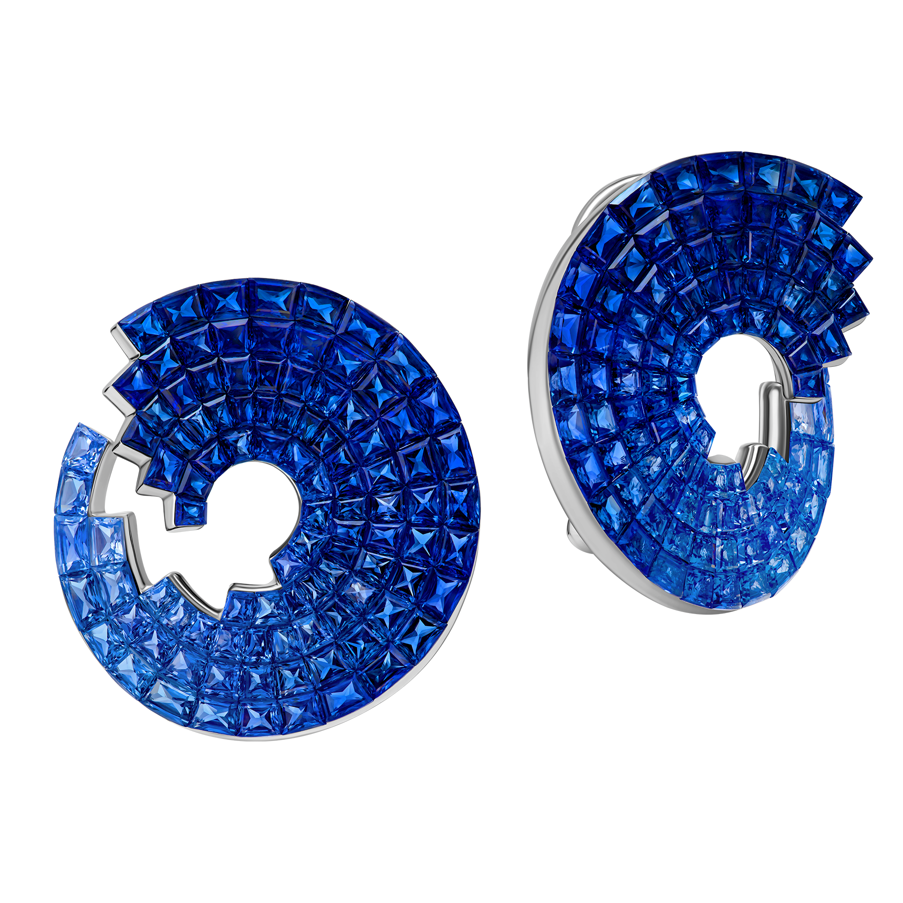 Серьги с сапфирами, белое золото