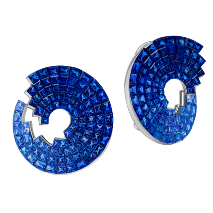 Серьги с сапфирами, белое золото 1