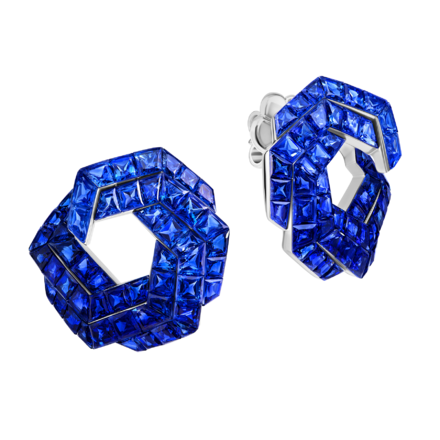 Серьги с сапфирами, белое золото 1