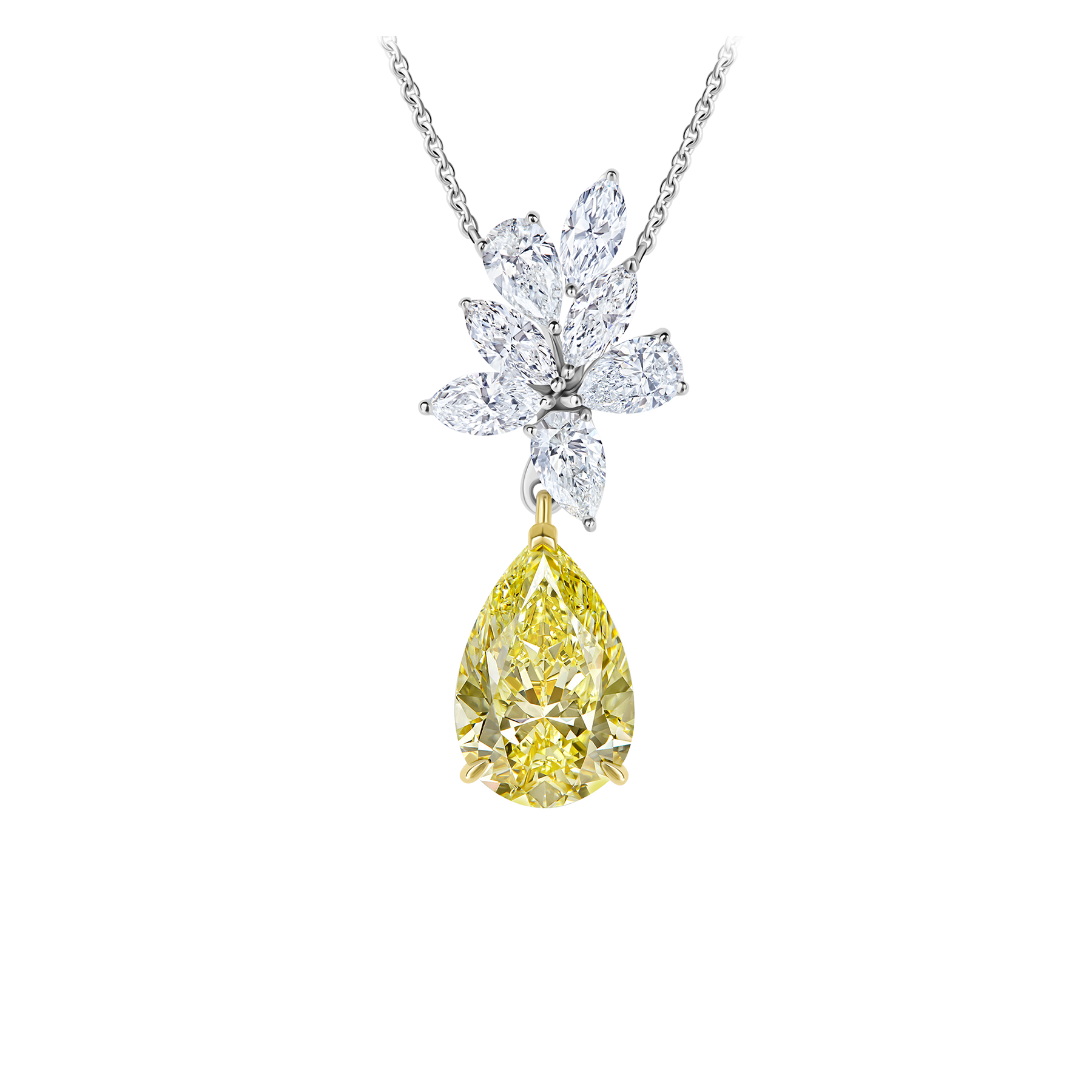 Колье с бриллиантами, белое и желтое золото