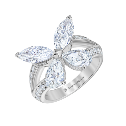 Кольцо с бриллиантами, белое золото 1