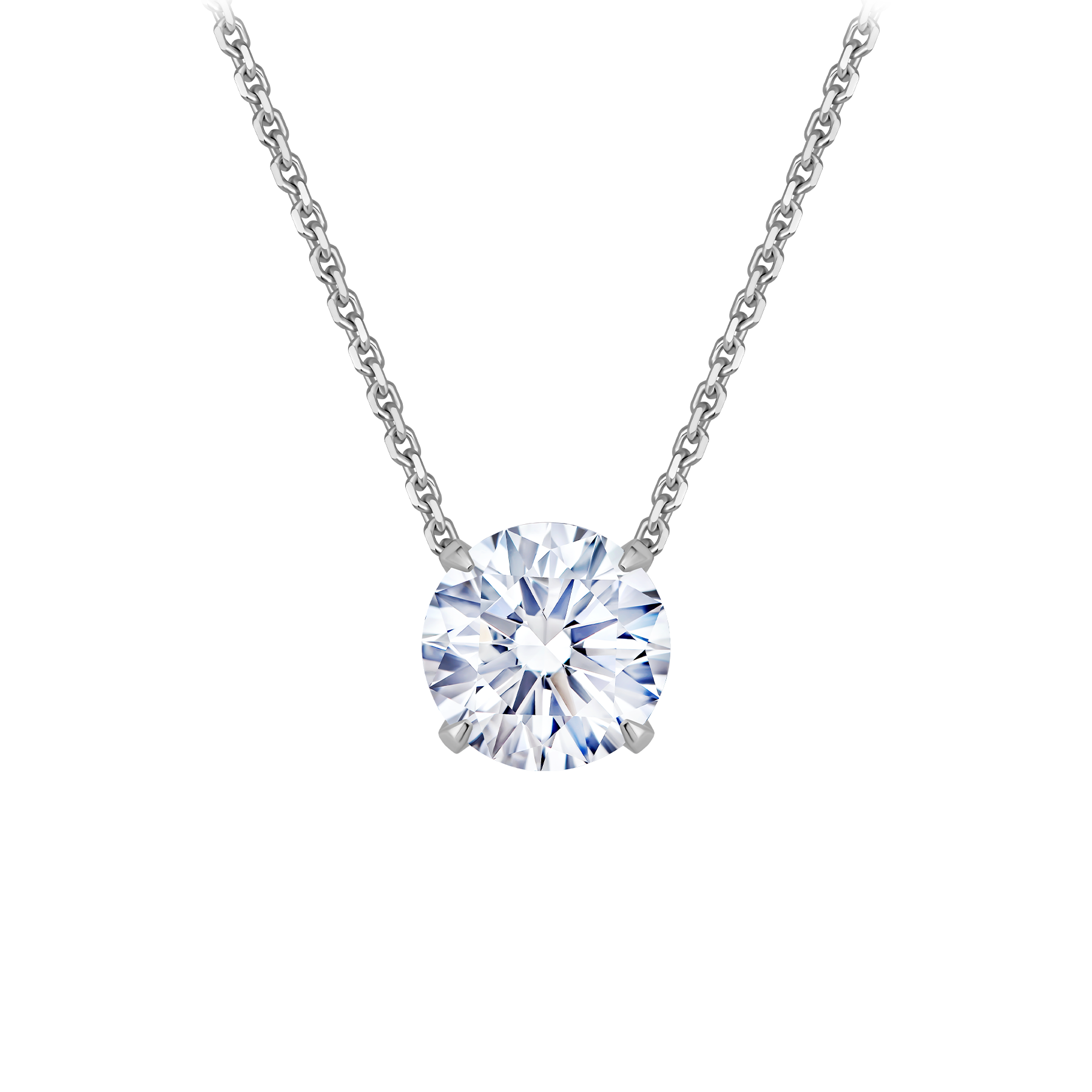 Колье с бриллиантом, белое золото