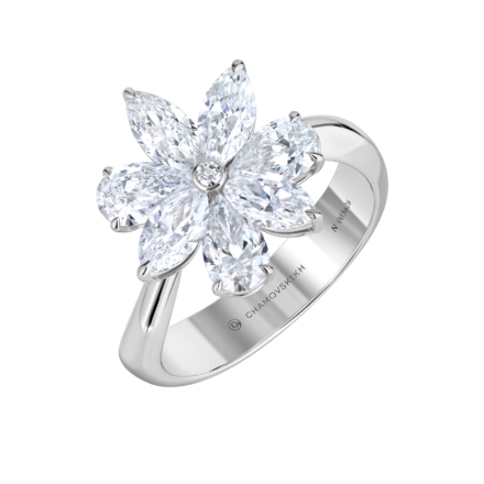 Кольцо с бриллиантами, белое золото 1