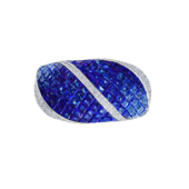 Кольцо с сапфирами и бриллиантами, белое золото